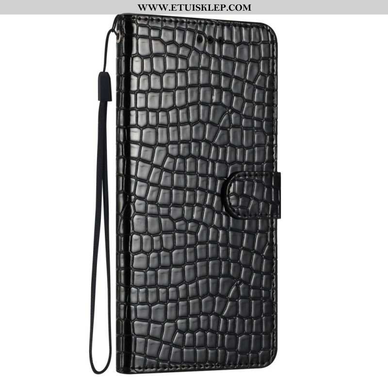 Etui Folio do iPhone 15 Plus Styl Krokodyla Z Paskiem